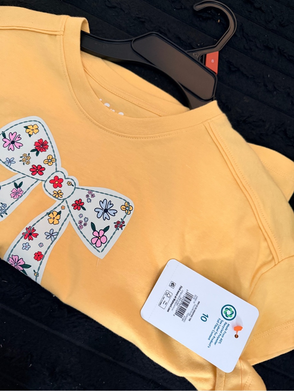 wonder nation Yellow Floral Bow Short Sleeve Tee